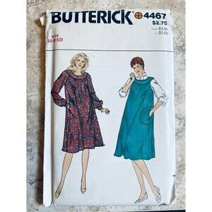 Vintage 1980s Butterick 4467 Maternity Sewing Pattern Dress Jumper Sz 6-8 UNCUT